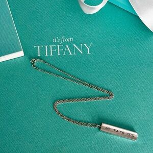 Authentic Tiffany & Co. Bar Pendant on Thick 16” Tiffany Chain